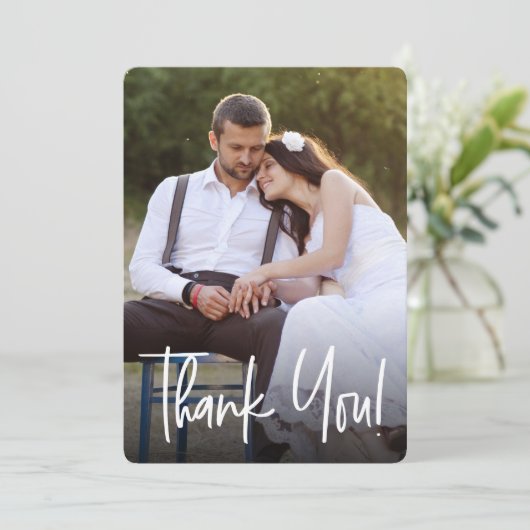 Handlettering Weddenschap Eenvoudige aangepaste fo Bedankkaart (Staand voorkant)