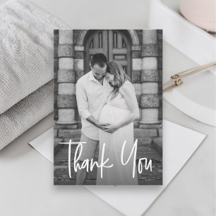 Handlettering zwangerschap Foto kleine Baby shower Bedankkaart