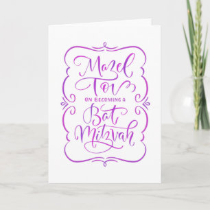 Handletterkaart voor Bat Mitzvah Kaart