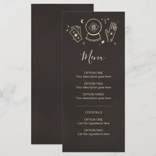 Handlijnkunde Hekserij Halloween-feest cocktailmen Menu (Voorkant / Achterkant)