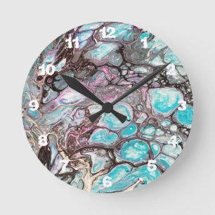 Handmade abstract painting - Kook Art - Wall Clock Ronde Klok