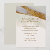 Handmade Alcohol Ink Glitter Wedding Invitation Kaart (Voorkant / Achterkant)