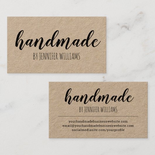 Handmade Artisan Craft Typography Visitekaartje (Voorkant / Achterkant)
