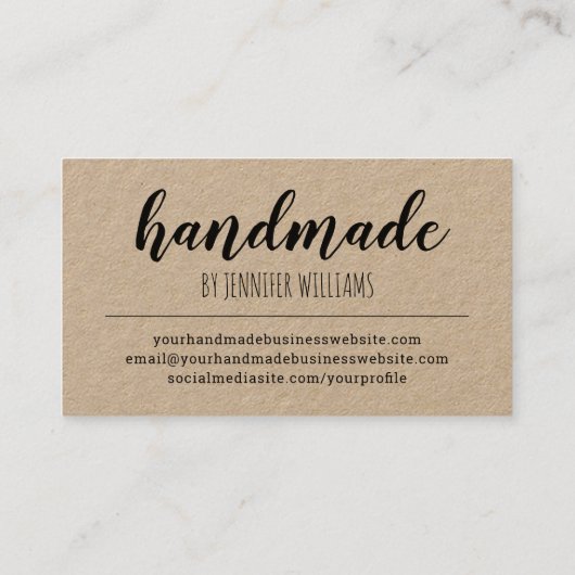 Handmade Artisan Craft Typography Visitekaartje (Achterkant)