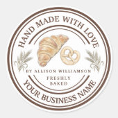 Handmade Bakery Logo with Wheat Spikes Ronde Sticker (Voorkant)