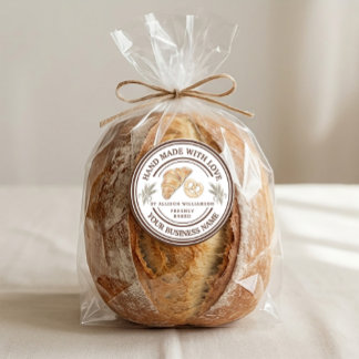Handmade Bakery Logo with Wheat Spikes Ronde Sticker