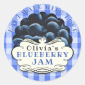 Handmade Blueberry Jam Ronde Sticker (Voorkant)