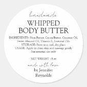 Handmade Body Butter Organic Business Classic Ronde Sticker (Voorkant)