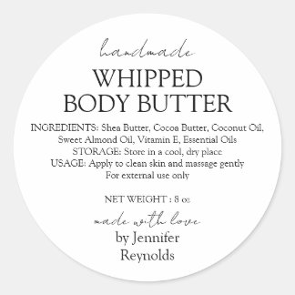 Handmade Body Butter Organic Business Classic Ronde Sticker