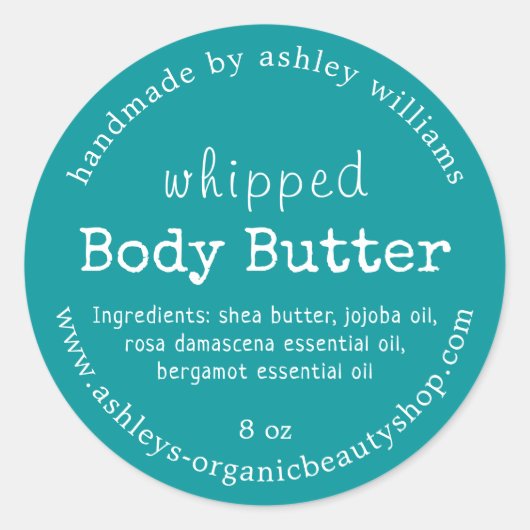 Handmade Body Butter Organic Business Green Ronde Sticker (Voorkant)