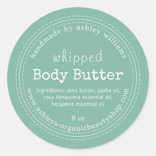 Handmade Body Butter Organic Business Green Ronde Sticker (Voorkant)