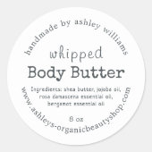 Handmade Body Butter Organic Business Label (Voorkant)