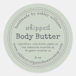 Handmade Body Butter Organic Business Pastel Green Ronde Sticker