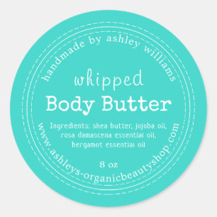 Handmade Body Butter Organic Business Turquoise Ronde Sticker