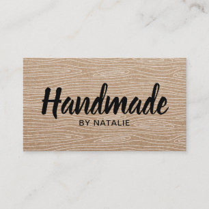 Handmade Bold Text Minimalist Rustic Wooden Visitekaartje