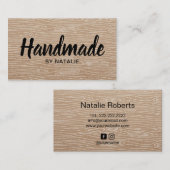 Handmade Bold Text Minimalist Rustic Wooden Visitekaartje (Voorkant / Achterkant)