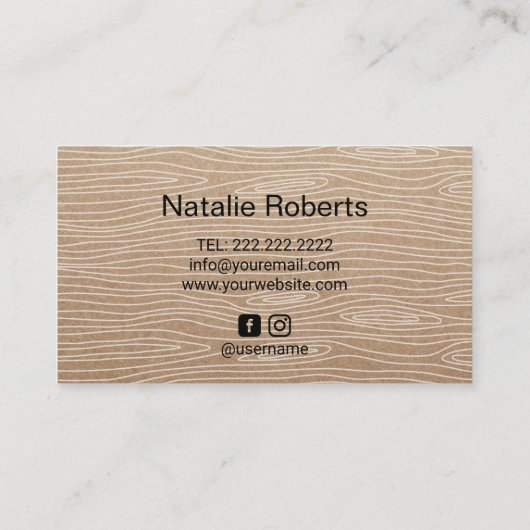 Handmade Bold Text Minimalist Rustic Wooden Visitekaartje (Achterkant)