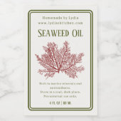 Handmade Botanical Seaweed Oil Label Wijn Etiket (Enkel label)