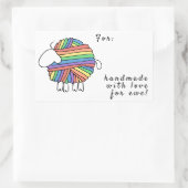 "Handmade by" Rainbow Yarn Sheep Rechthoekige Sticker (Tas)
