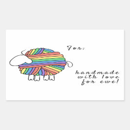 "Handmade by" Rainbow Yarn Sheep Rechthoekige Sticker