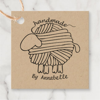 "Handmade by" Yarn Sheep Favor Gift Label