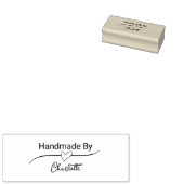 Handmade By Your Name Cursive Script with Heart Rubberstempel (Gestempeld)