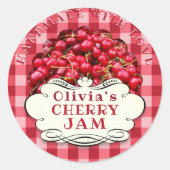 Handmade Cherry Jam Ronde Sticker (Voorkant)