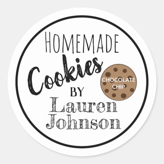 Handmade Chocolate Chip Cookies Sticker Label (Voorkant)