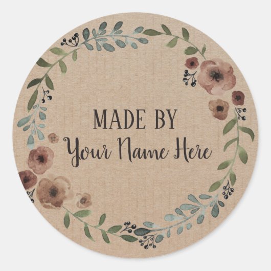 Handmade Cookie Cake Craft Floral Wreator Ronde Sticker (Voorkant)