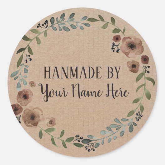 Handmade Cookie Cake Craft Floral Wreator Ronde Sticker (Voorkant)