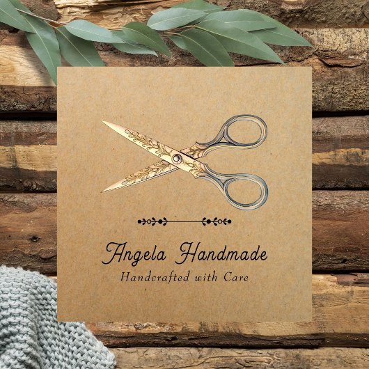 Handmade Craft Scissors QR Code Vierkante Visitekaartje