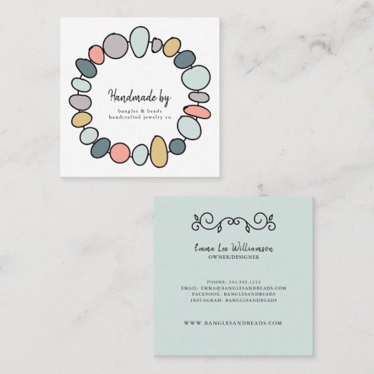 Handmade Crafter Etsy Artisan Rustic Modern Square Vierkante Visitekaartje (Voorkant / Achterkant)