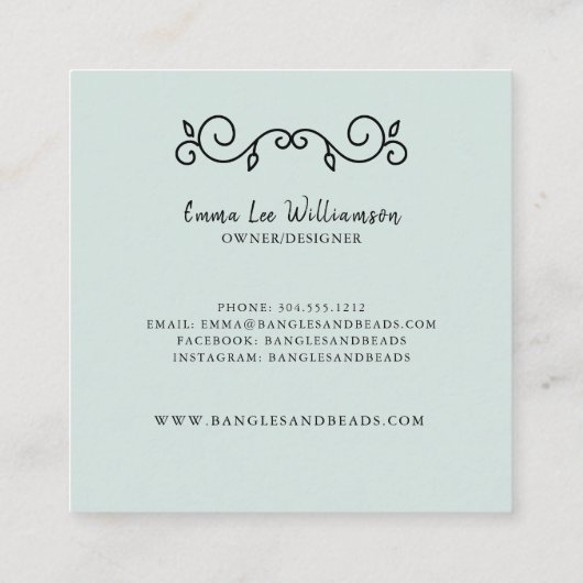 Handmade Crafter Etsy Artisan Rustic Modern Square Vierkante Visitekaartje (Achterkant)