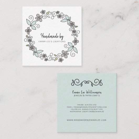 Handmade Crafter Etsy Artisan Rustic Modern Vierkante Visitekaartje (Voorkant / Achterkant)