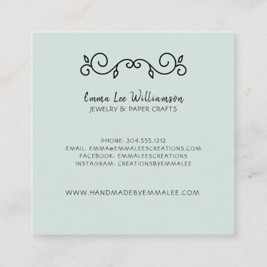 Handmade Crafter Etsy Artisan Rustic Modern Vierkante Visitekaartje (Achterkant)