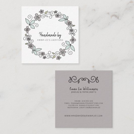 Handmade Crafter Etsy Artisan Rustic Modern Vierkante Visitekaartje (Voorkant / Achterkant)