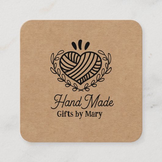 Handmade crafts brown paper rustic calling card vierkante visitekaartje (Voorkant)