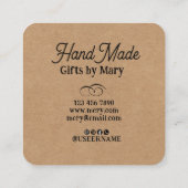 Handmade crafts brown paper rustic calling card vierkante visitekaartje (Achterkant)