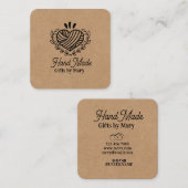 Handmade crafts brown paper rustic calling card vierkante visitekaartje (Voorkant / Achterkant)