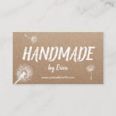 Handmade Crafts Elegant Dandelion Rustic Kraft Visitekaartje (Voorkant)