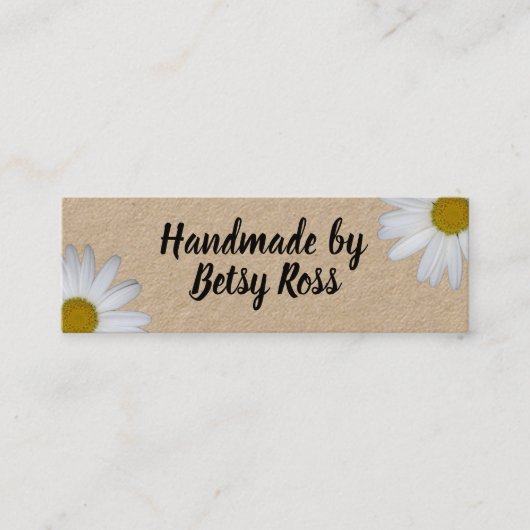 Handmade Daisy Flowers Rustic Kraft Social Media Mini Visitekaartje (Voorkant)