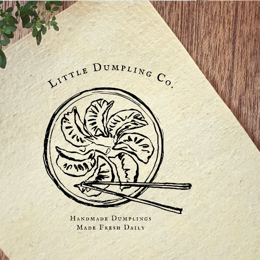 Handmade Dumplings Food Branding Rubber Stamp Rubberstempel