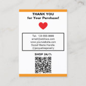 Handmade Earrings Orange White Polka Dots Visitekaartje (Achterkant)