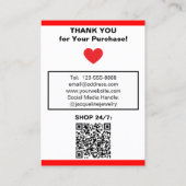 Handmade Earrings Red White Polka Dots Visitekaartje (Achterkant)