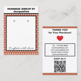 Handmade Earrings Terra Cotta White Polka Dots Visitekaartje