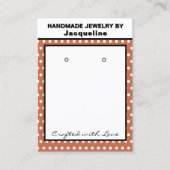 Handmade Earrings Terra Cotta White Polka Dots Visitekaartje (Voorkant)