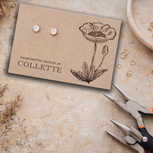 Handmade Flower Kraft Cardstock Earring Jewelry Visitekaartje