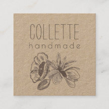 Handmade Flower Logo Kraft Square Business