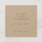 Handmade Flower Logo Kraft Square Business Vierkante Visitekaartje (Achterkant)