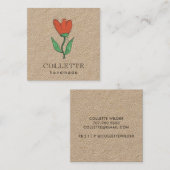 Handmade Flower Logo Kraft Vierkante Visitekaartje (Voorkant / Achterkant)